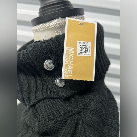 Michael Kors Black Ribbed Turtleneck Poncho - Picture 7 of 8